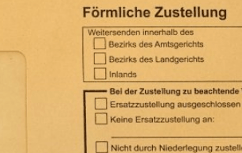 Förmliche Zustellung, Briefumschlag